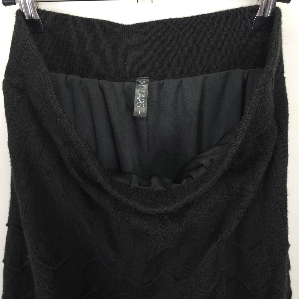 Lapis Black Knit Skirt Women L Long A-Line Wool Blend Chevron Lined Modest - Picture 8 of 11